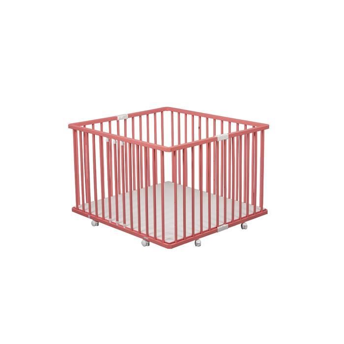 COMBELLE Parc Pliant Carré Gaby Pliant Réglable Rose Laqué 3 Positions