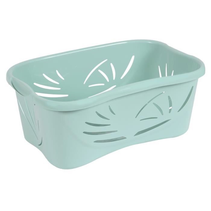 EDA PLASTIQUE Panier à linge ergonomique Flora 37 L - Vert d'eau - 59 x 39 x 24 cm
