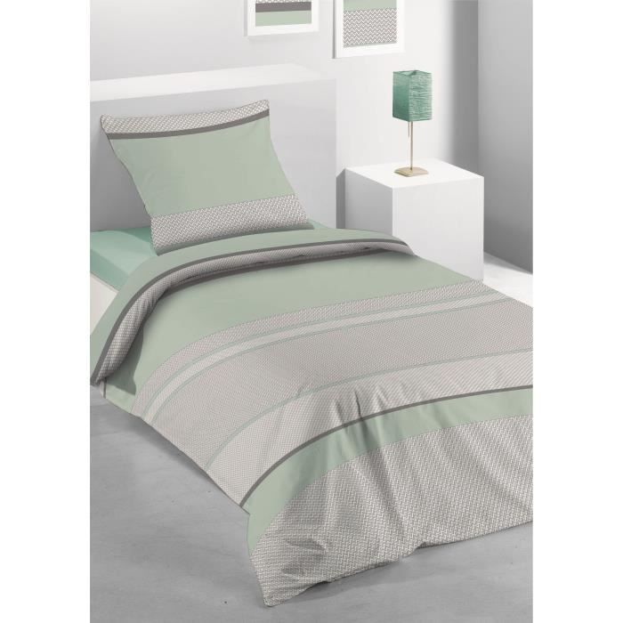 LES ATELIERS DU LINGE Parure de couette microfibre Ighnor - Vert glacier - 140x200 cm