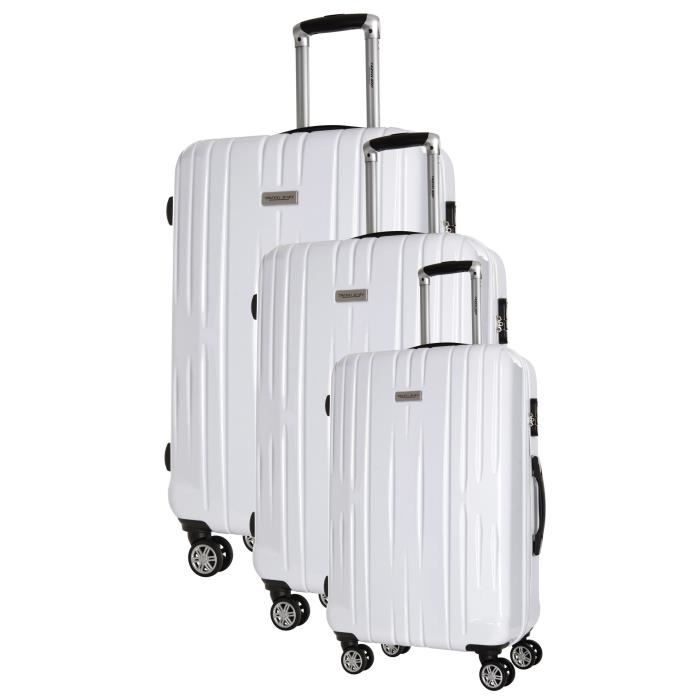 TRAVEL ONE Set de 3 Valises Clifton - Taille S, M et L - 8 Roues - Blanc