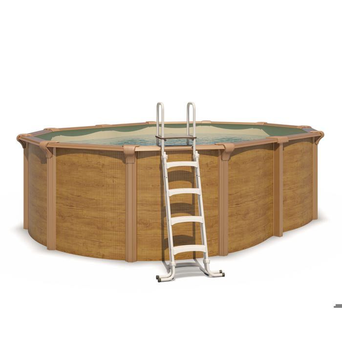 TRIGANO Piscine métal hors sol Osmose - 5,20 x 3,95 x 1,32 m - Aspect bois