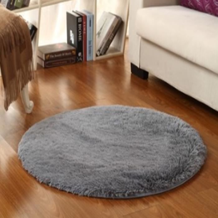 Tapis De Salon Contemporain Rond 100x100cm Gris Achat