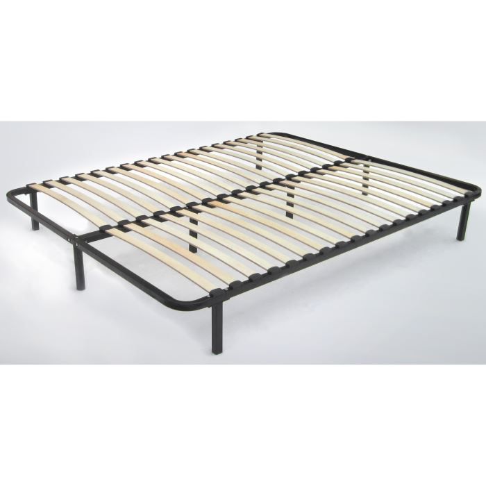 Sommier KIT cadre à lattes 160x200cm cadre métal + pieds ...