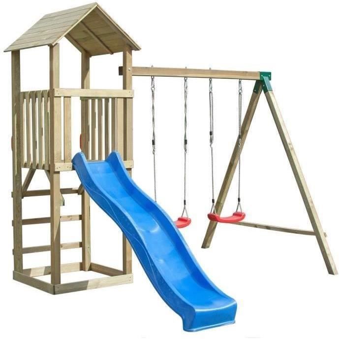 Balançoire / Portique H2.65m enfant Aire de Jeux en Bois ...