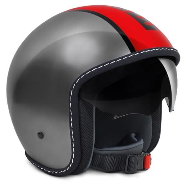 Momo Design Blade Casque Jet Gris Metal Et Rouge Logo Noir Achat