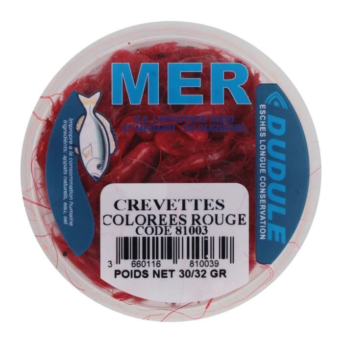 DUDULE Crevettes Entières Colorées Rouges en Boite