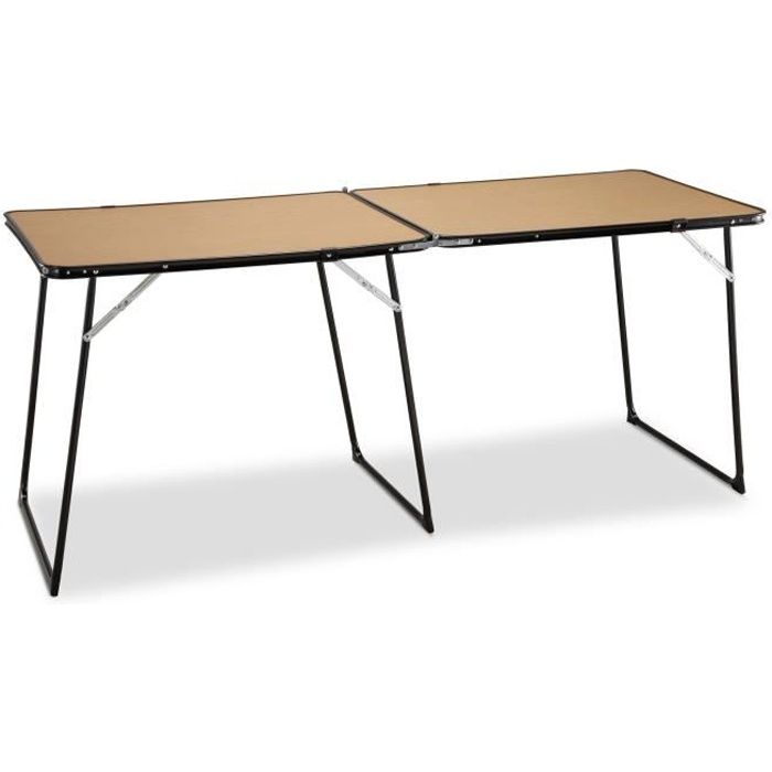 EREDU Table Double Pliante camping 808/Ds - 160 x 60 cm - Marron et Noir