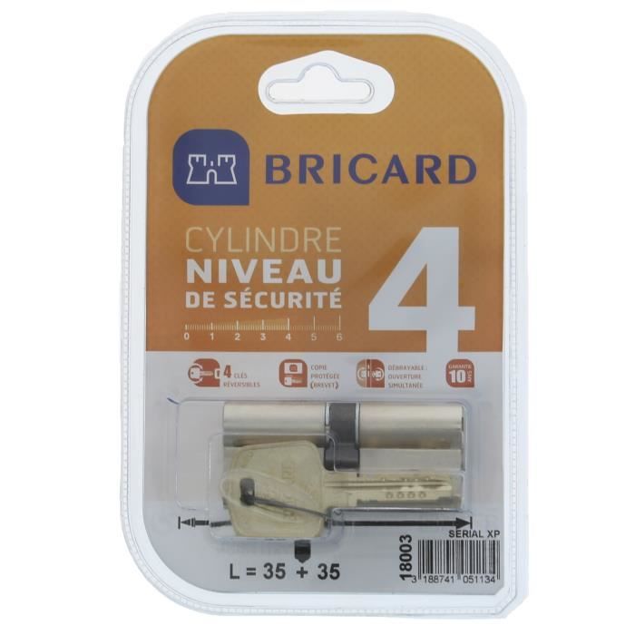 BRICARD SERIAL XP 18003 Cylindre 3535 mm double entree nickele niveau de securite 4