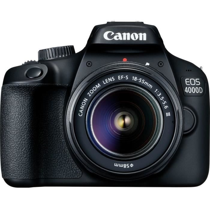 CANON EOS 4000D 18 mégapixels - Wi-Fi + Objectif EF-S 18-55 III Appareil Photo Reflex Débutant