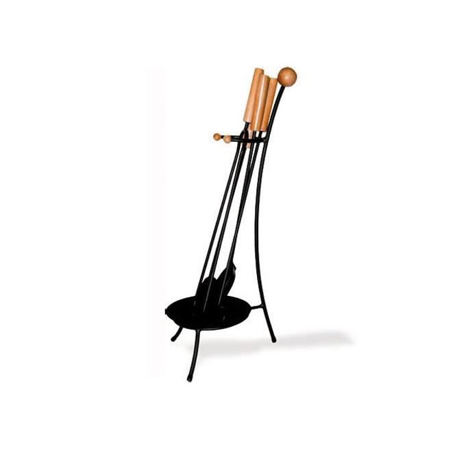 DELTA Serviteur Cléo en acier noir et bois avec 4 accessoires