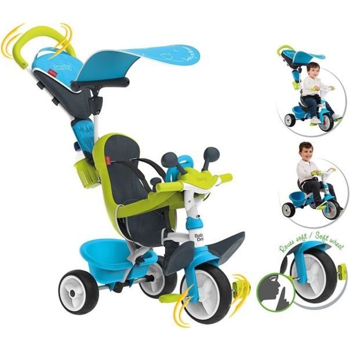 SMOBY Tricycle Baby Driver Confort Evolutif Bleu