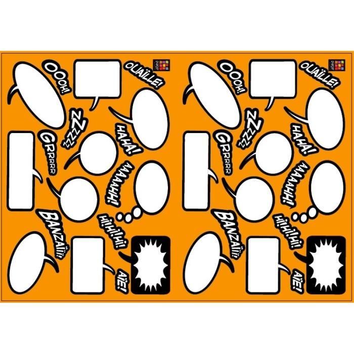 PLAGE Stickers adhésif mural Taille S - BD bulles2 planches 29,7 x 21 cm, divers motifs