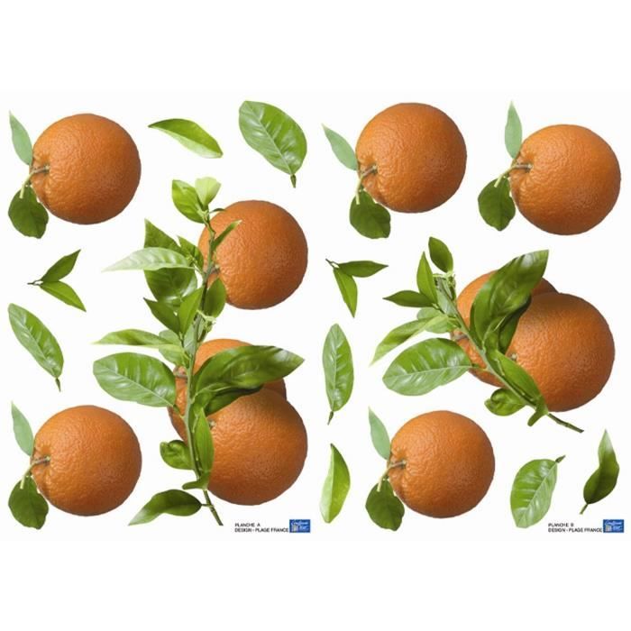 PLAGE Stickers adhésif mural Taille S - Orange2 planches 29,7 x 21 cm, divers motifs
