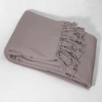 COUVERTURE ANIMAUX Plaid à franges 100 % coton 180x220 LANA taupe COUVERTURE ANIMAUX Plaid à franges 100 % coton 180x220 LANA taupe