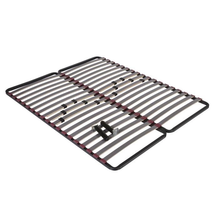 Sommier à lattes 2x80x200 cm + 2 pieds de jumelage - 3 zones de confort - NEOLLAT 3