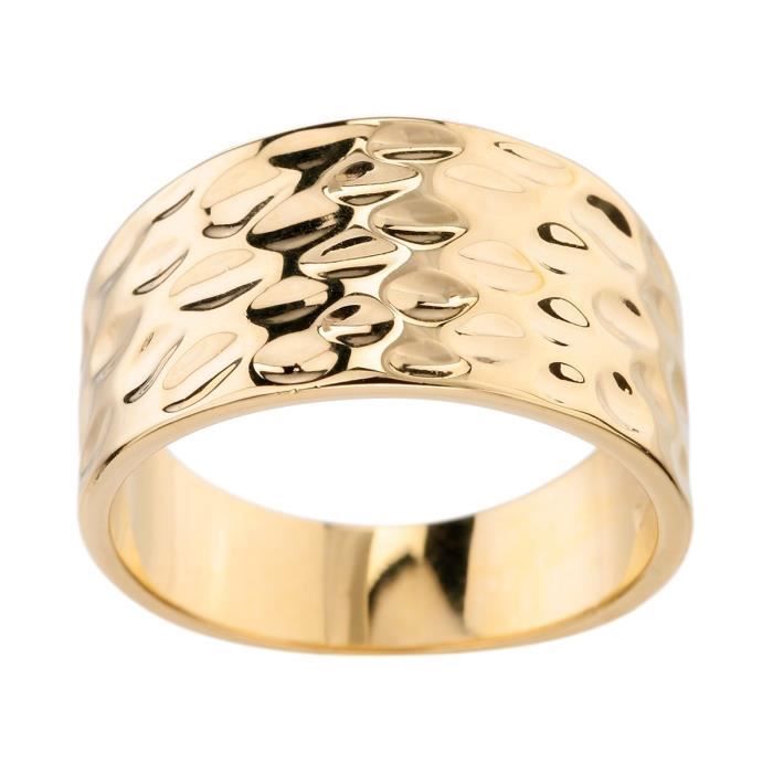 MONPLAISIR Bague Plaqué Or Martelée