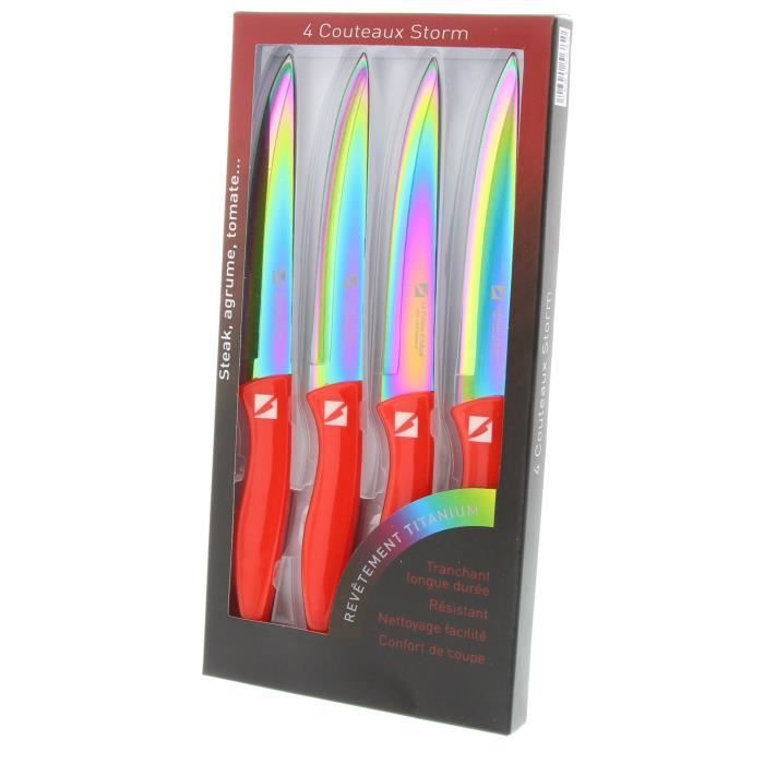 ALBERT DE THIERS Coffret de 4 couteaux à steak rouge STORM