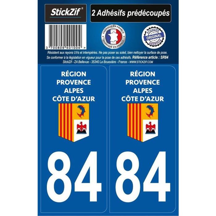 STICKZIF 2 Autocollants Région Département 84 SR84