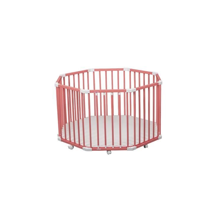 COMBELLE Parc rond FLORIAN PLANCHER PLIANT REGLABLE laque rose