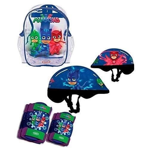 Pyjamasque Set 3 Protections : Casque, Coudières et Genouillères