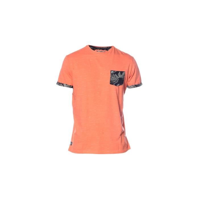 DEELUXE - SHAMAR T-Shirt Orange Chiné Manches Courtes Avec Imprimé Tropical - Garçon