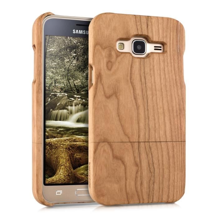 Kwmobile Coque Samsung Galaxy J3 (2016) DUOS - Étui de protection rigide en bois véritable