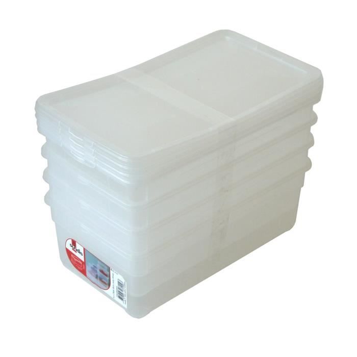10 Boîtes Rangement Transparentes SUNDIS 5L - Empilables, Avec Couvercle, Pour Chaussures Ou Rangement