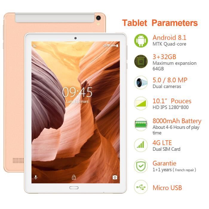 Tablettes-10.1 pouces-Android 8.0-4G LTE  X2 tablettes1