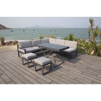 SALON DE JARDIN HIPU Salon de jardin 7 places en aluminium - Gris SALON DE JARDIN HIPU Salon de jardin 7 places en aluminium - Gris