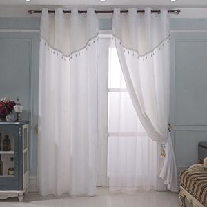 RIDEAU Paire de rideau et voilage avec cantonnière perlé 