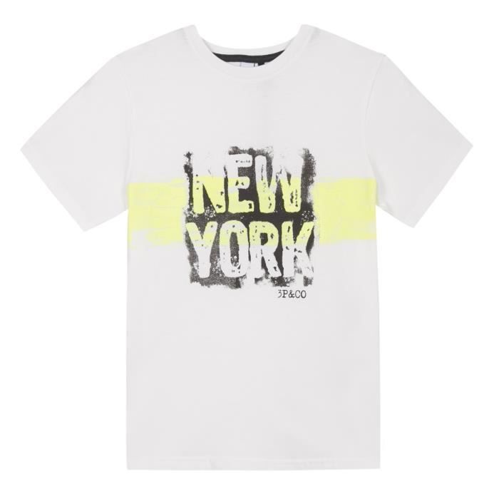 3 POMMES T-Shirt New York Blanc Enfant Garçon
