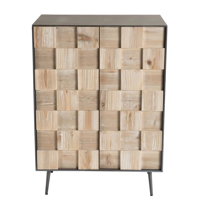 Produit shopeco.fr : BLANCHE Buffet 2 portes - Sapin et pieds métal