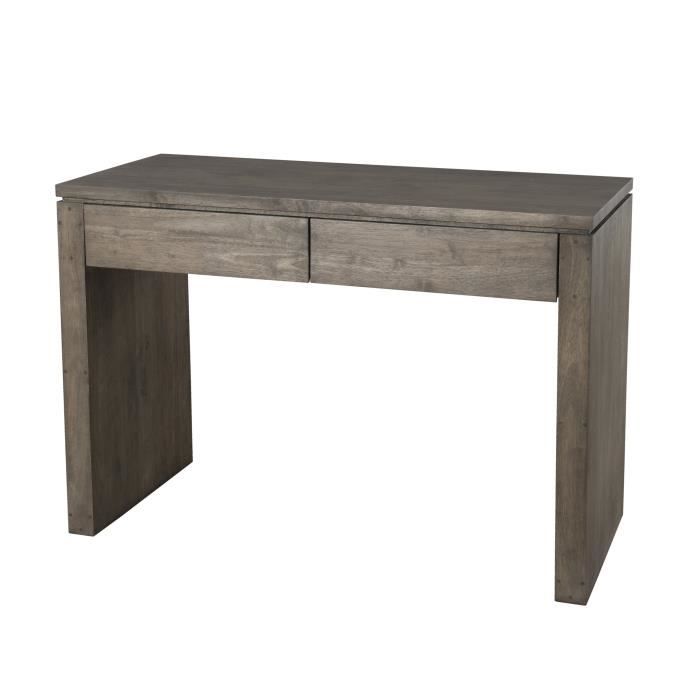 Console style contemporain en bois hévéa massif gris tabac - L 109 cm