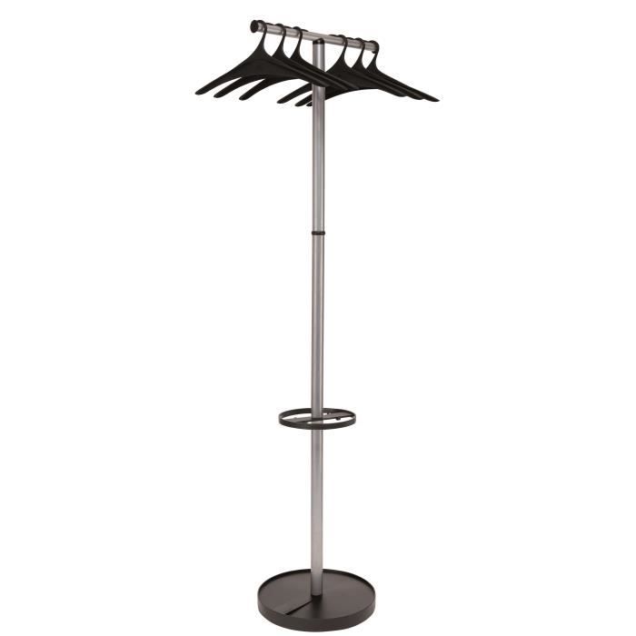 ALBA Portemanteau STILY acier 4 double Patères - Ø 35,5 x H 177 cm-Noir