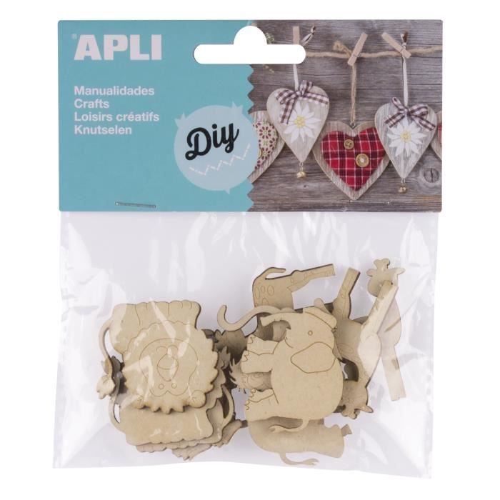 APLI Sachet de 12 animaux en bois