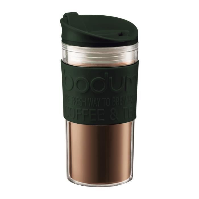 BODUM Mug de voyage - 0,45 L - Couvercle à clapet - Plastique double paroi