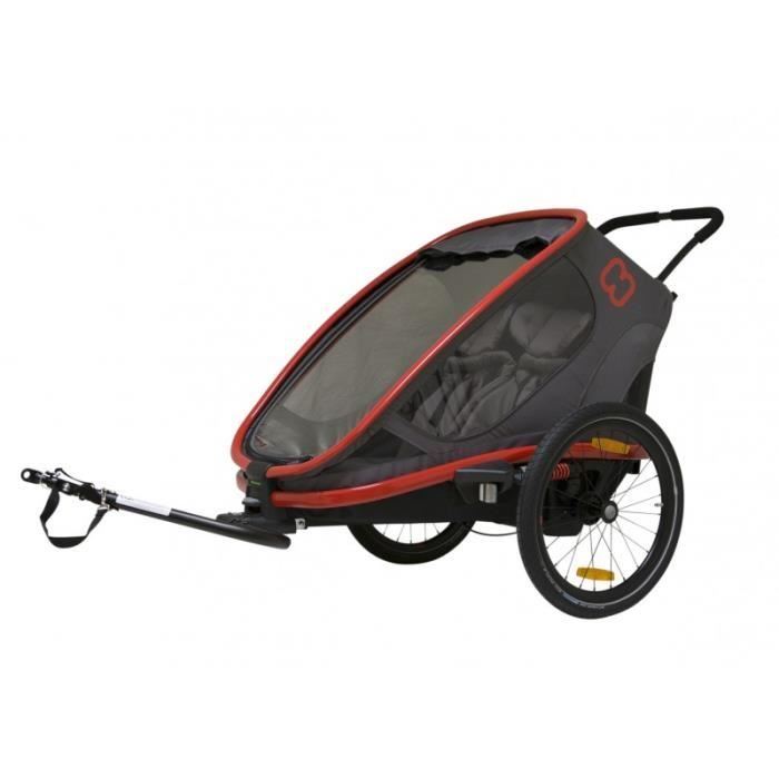 HAMAX Remorque Outback 2 en 1 - Convertible en Poussette - Rouge, gris et noir