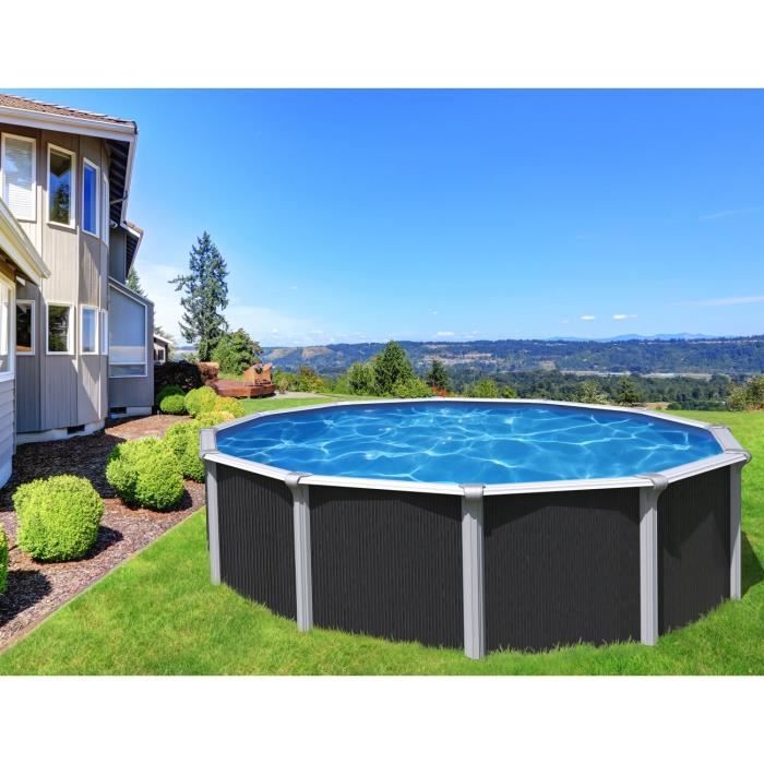 TRIGANO Piscine métal hors sol Osmose - 5,80 x 1,32 m - Gris anthracite