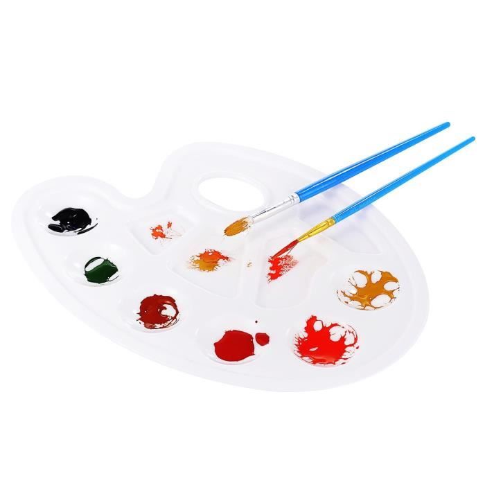 Gwhole Lot De 3 Palettes De Peinture En Plastique Ovale Blanche