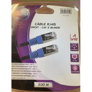 APM Câble RJ45 Cat.5 Blindé / Droit Noir / Bleu - 3m