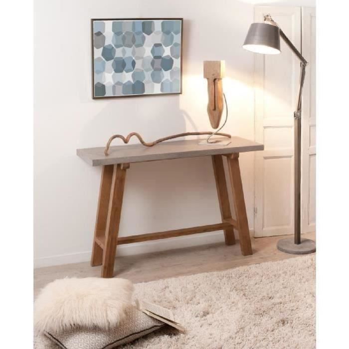 MONACO Console - Industriel - Chêne massif et béton huilé - 115 cm