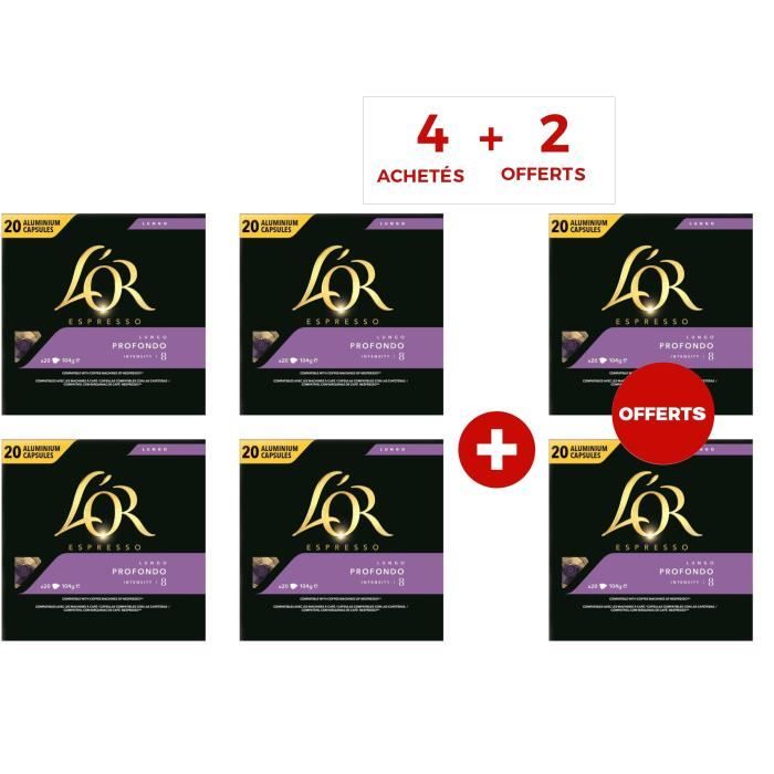 L'OR ESPRESSO Lot de 80 Capsules café + 40 gratuites lungo profondo