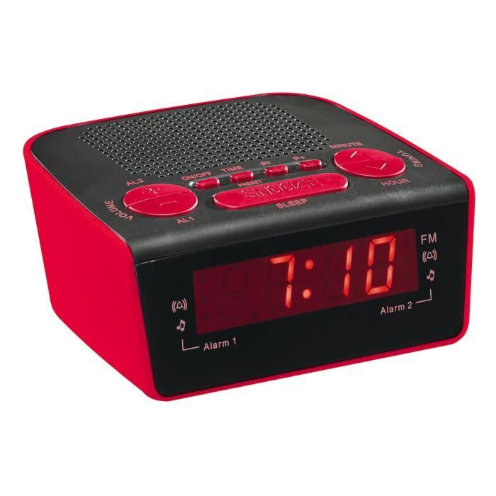 CLIPSONIC AR314R Radio réveil PLL - Rouge