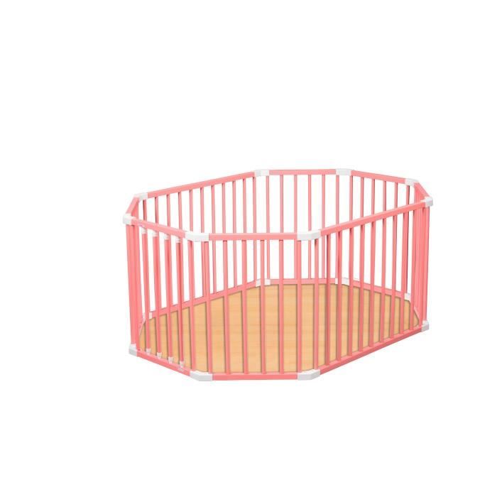 COMBELLE Parc ovale LOUIS avec fond pliant laque rose