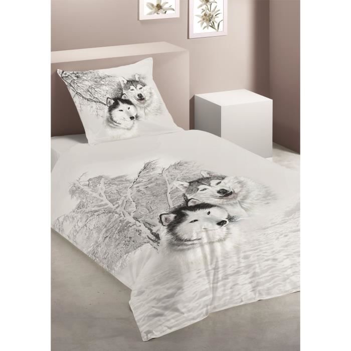 ATELIERS DU LINGE Parure de couette HUSKY - 1 Housse de couette 140x200 cm + 1 Taie d'Oreiller 63x63 cm