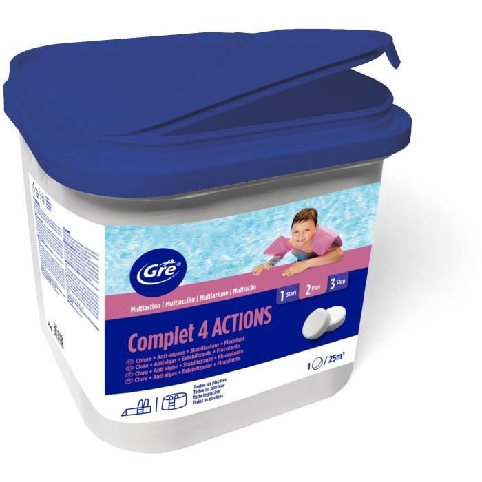 GRE Galettes Complet 4 actions - 5 Kg - Chlore, anti-algues, floculant, stabilisateur de chlore