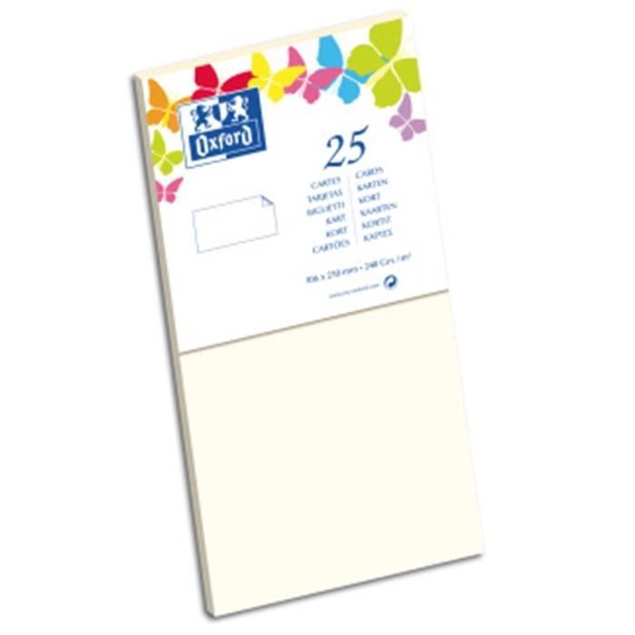 OXFORD 25 Cartes - 21 cm x 10,6 cm x 0,7 cm - 240g - Vanille