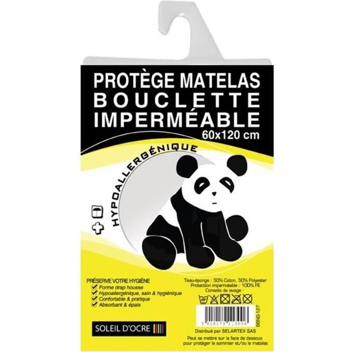 SOLEIL D'OCRE Protège-matelas bouclette bébé 60x120 cm - Blanc