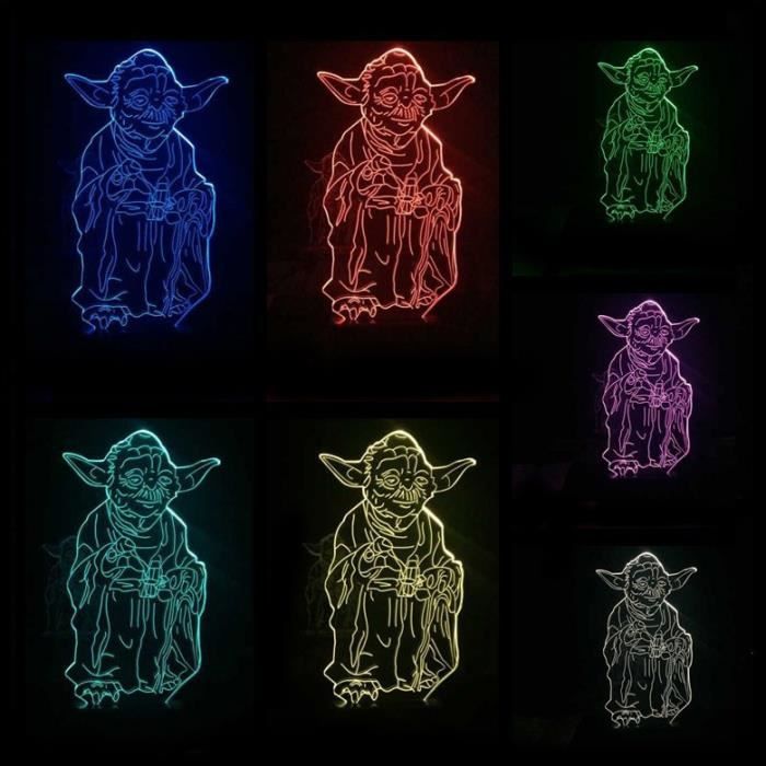 7 A Poser Wars Maître Changer 3d Lampe Star Couleurs De Yoda OkZXuPiT