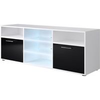 MEUBLE TV KORA Meuble TV contemporain blanc et noir brillant MEUBLE TV KORA Meuble TV contemporain blanc et noir brillant